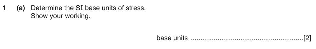 Determine the SI base units of stress. Show your working.